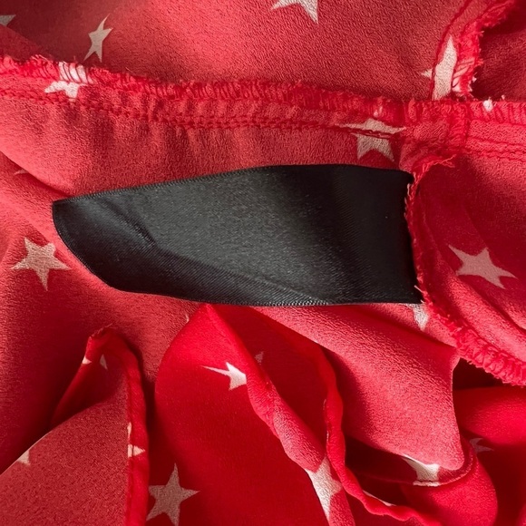 Asos wrap top blouse red white stars size 8 medium cold shoulder - Picture 6 of 8